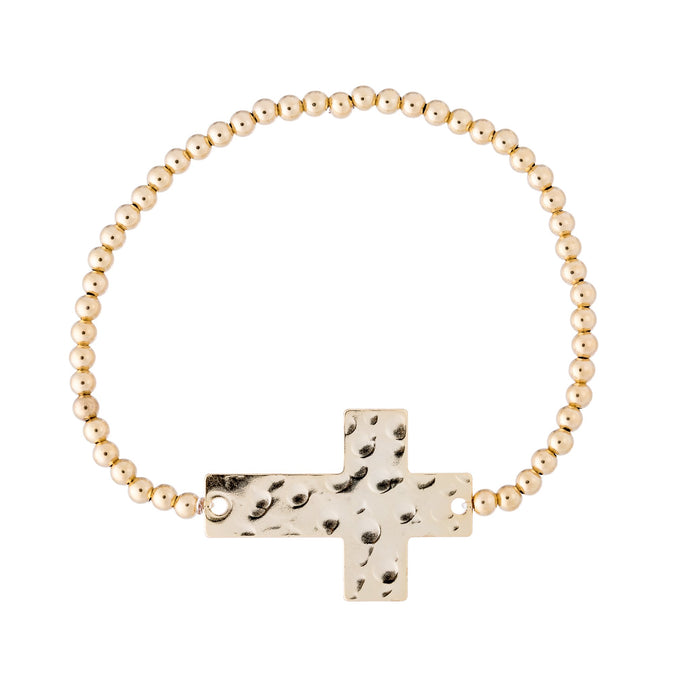 Hammered Cross Bracelet