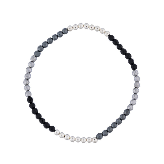 Silver Onyx and Hematite Bracelet