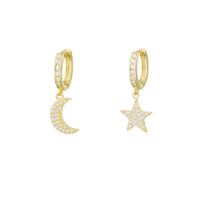 Star and Moon Huggy Earring
