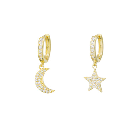 Star and Moon Huggy Earring