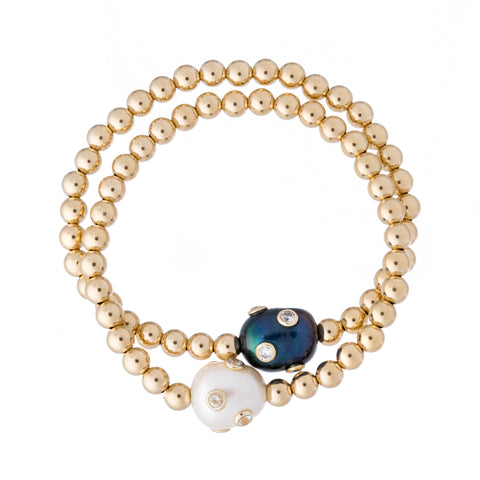 Pearl and Zirconia Encrusted Bracelet