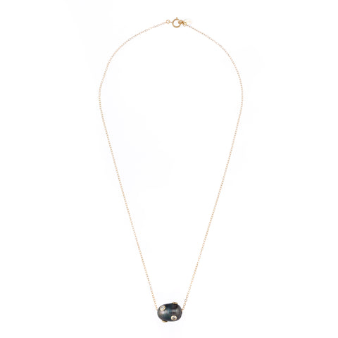 Zirconia Encrusted Pearl Necklace